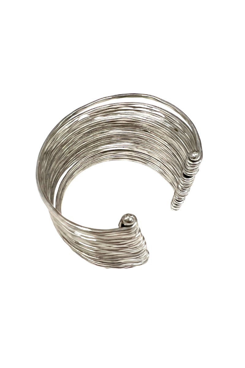 Shop Isha Silver Hammered Wide Cuff Bracelet By Origen Imports - Origen Imports