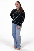 Isla Diagonal Tie Dye Sweater - Navy