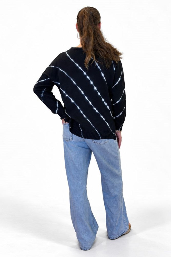Isla Diagonal Tie Dye Sweater - Navy
