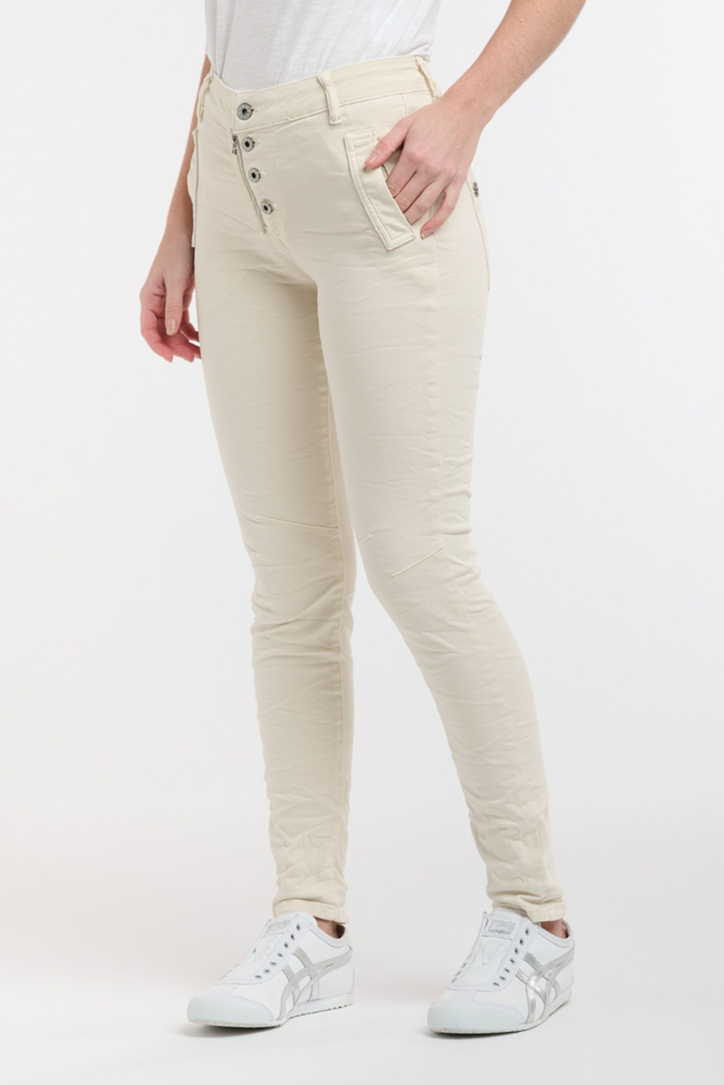 Shop Italian Star Button Jeans - Vanilla - Origen Imports