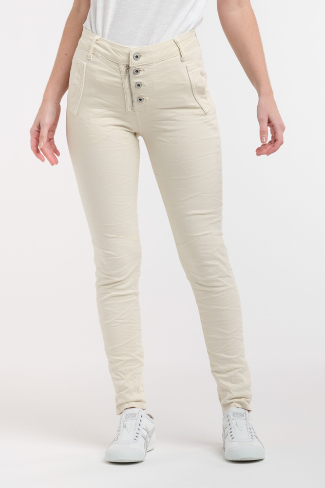 Shop Italian Star Button Jeans - Vanilla - Origen Imports