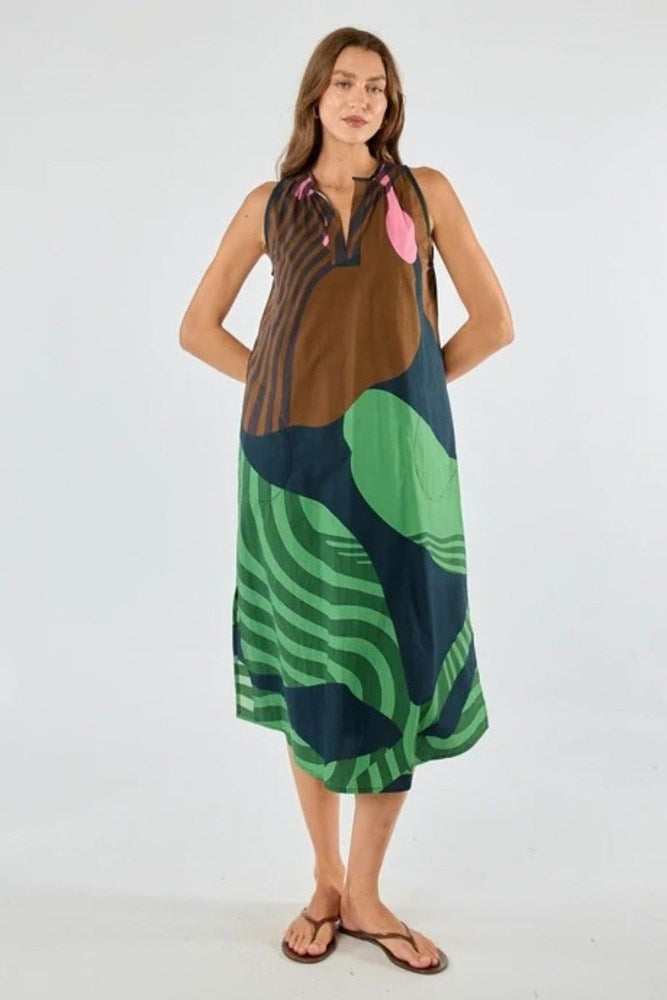 Papillon Sleeveless Cotton Print Dress By Itami