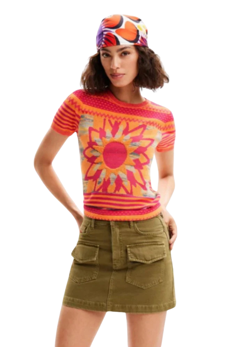 Knit Flower T-Shirt By Desigual