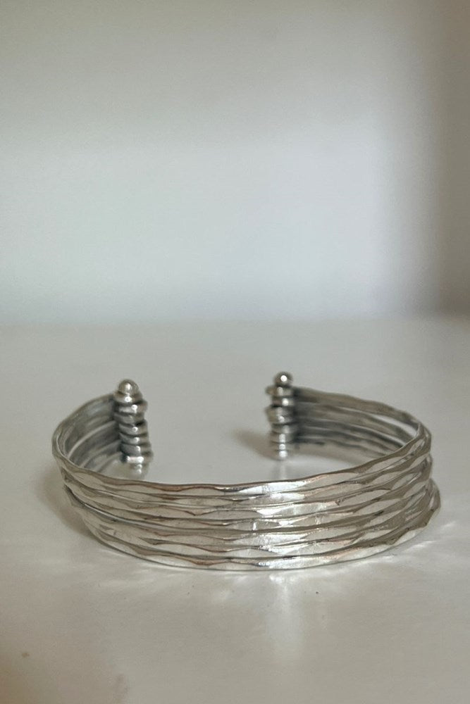 Shop Luna Silver Hammered Cuff Bracelet By Origen Imports - Origen Imports