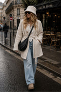 Luxe Collarless Faux Shearling Midi Coat