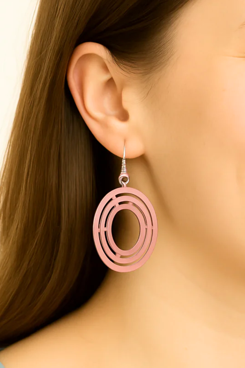 Manor Indi Pink Oval Cut-Detail Earrings