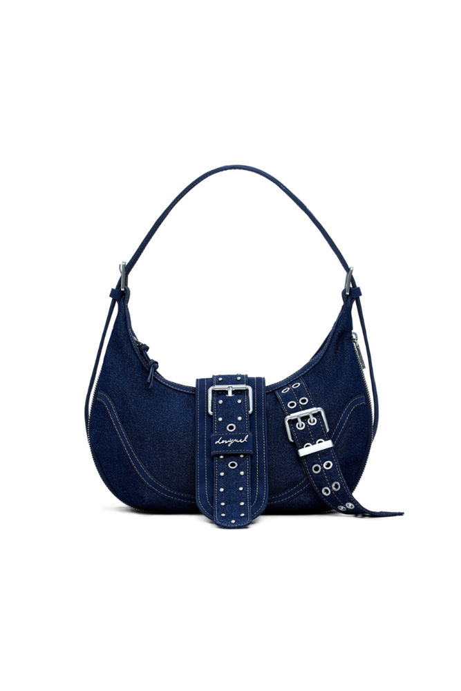Medium Denim Bag with Buckles