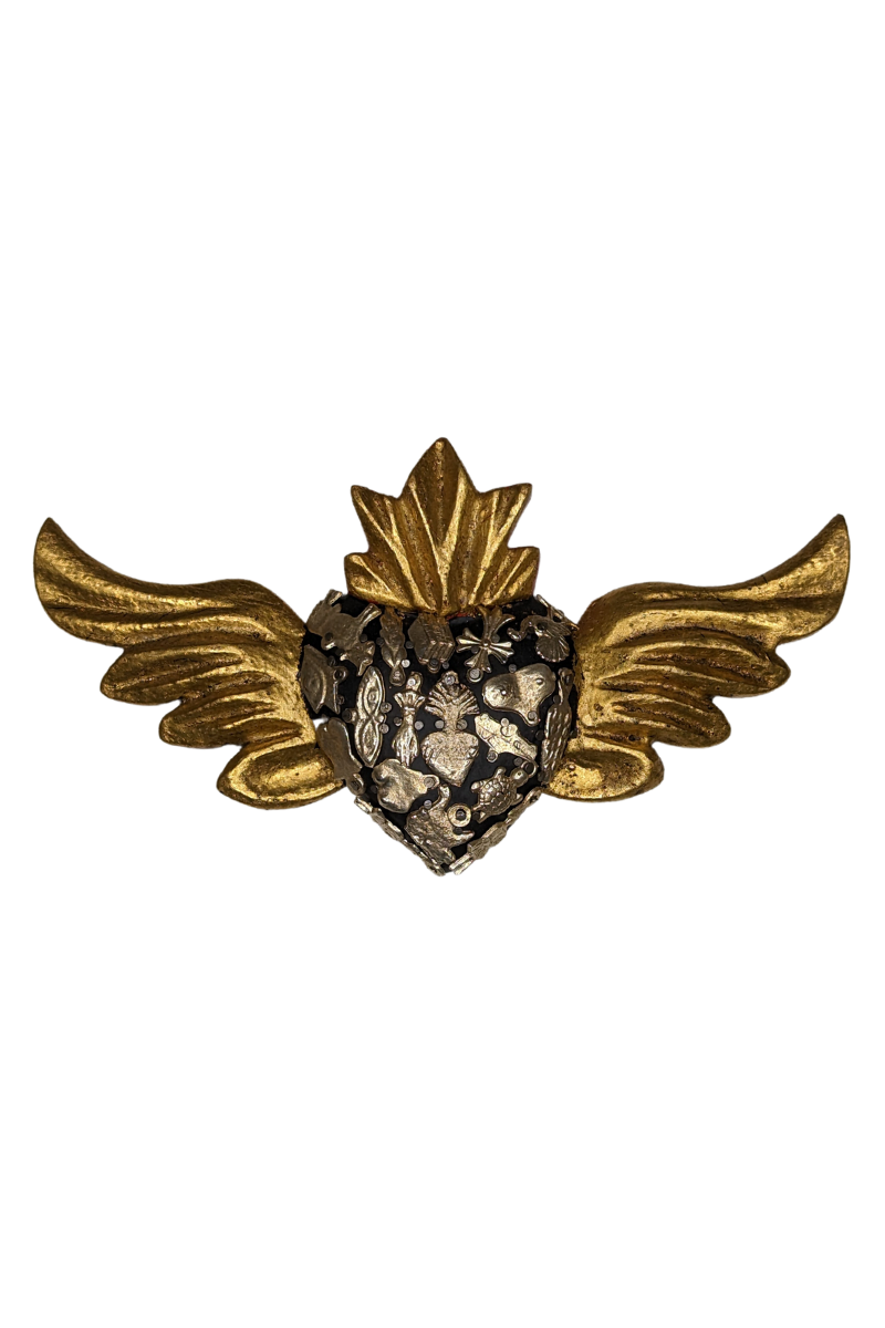 Shop Gold Mexican Milagro Heart w Wings - Origen Imports