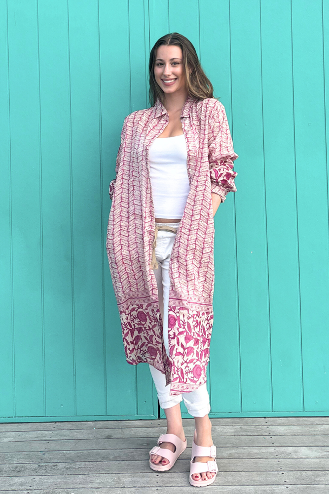 Middy Cleo Cotton Dress – Pink Tie Dye Print