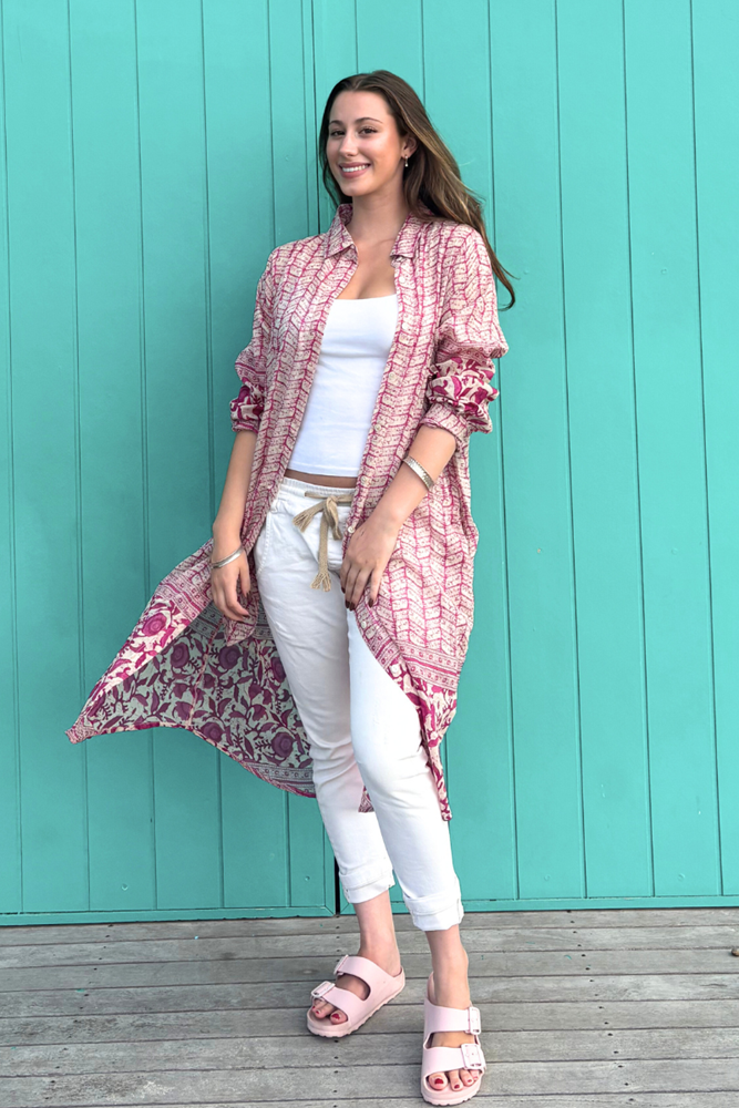 Middy Cleo Cotton Dress – Pink Tie Dye Print