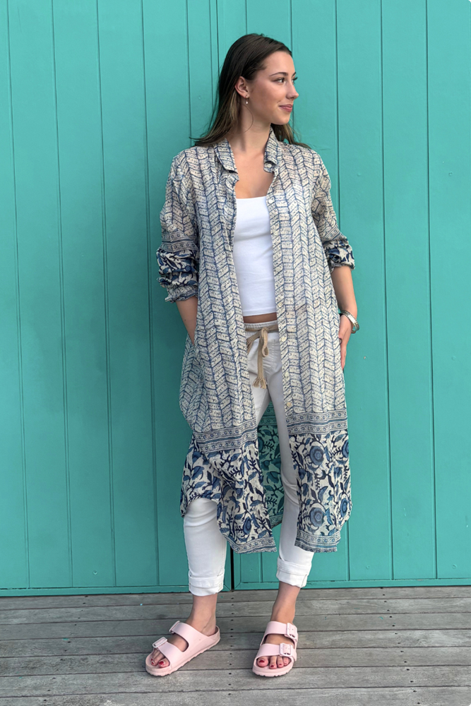 Middy Cleo Cotton Dress – Blue Tie Dye Print