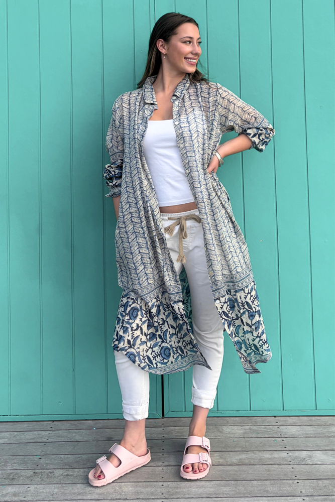 Middy Cleo Cotton Dress – Blue Tie Dye Print