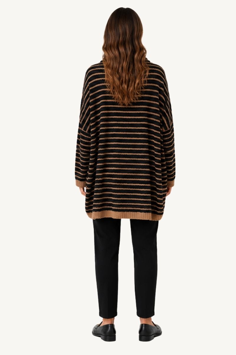 Mohair Blend Relaxed Striped Jumper - Black