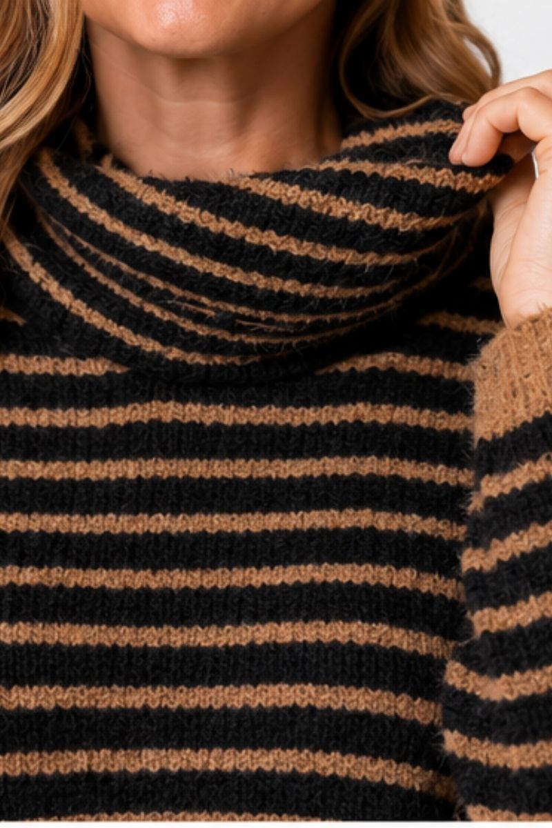 Mohair Blend Relaxed Striped Jumper - Black