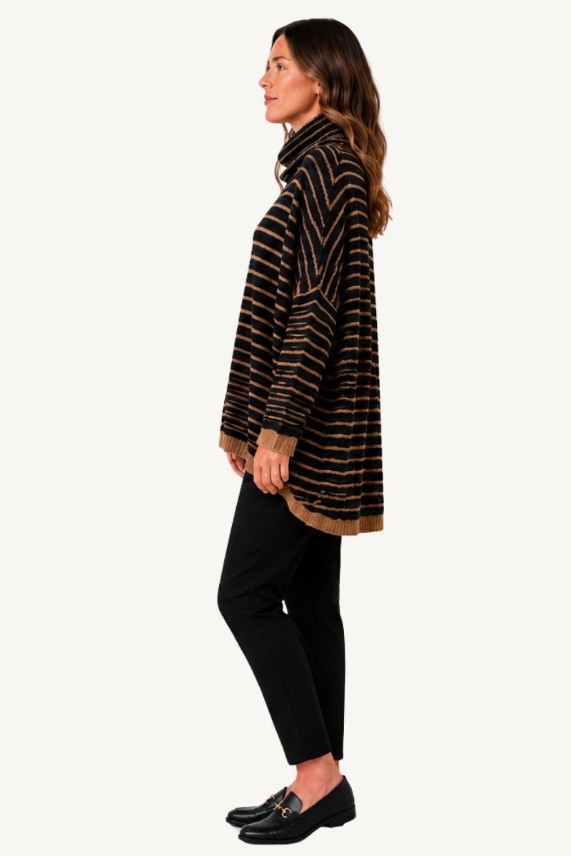 Mohair Blend Relaxed Striped Jumper - Black