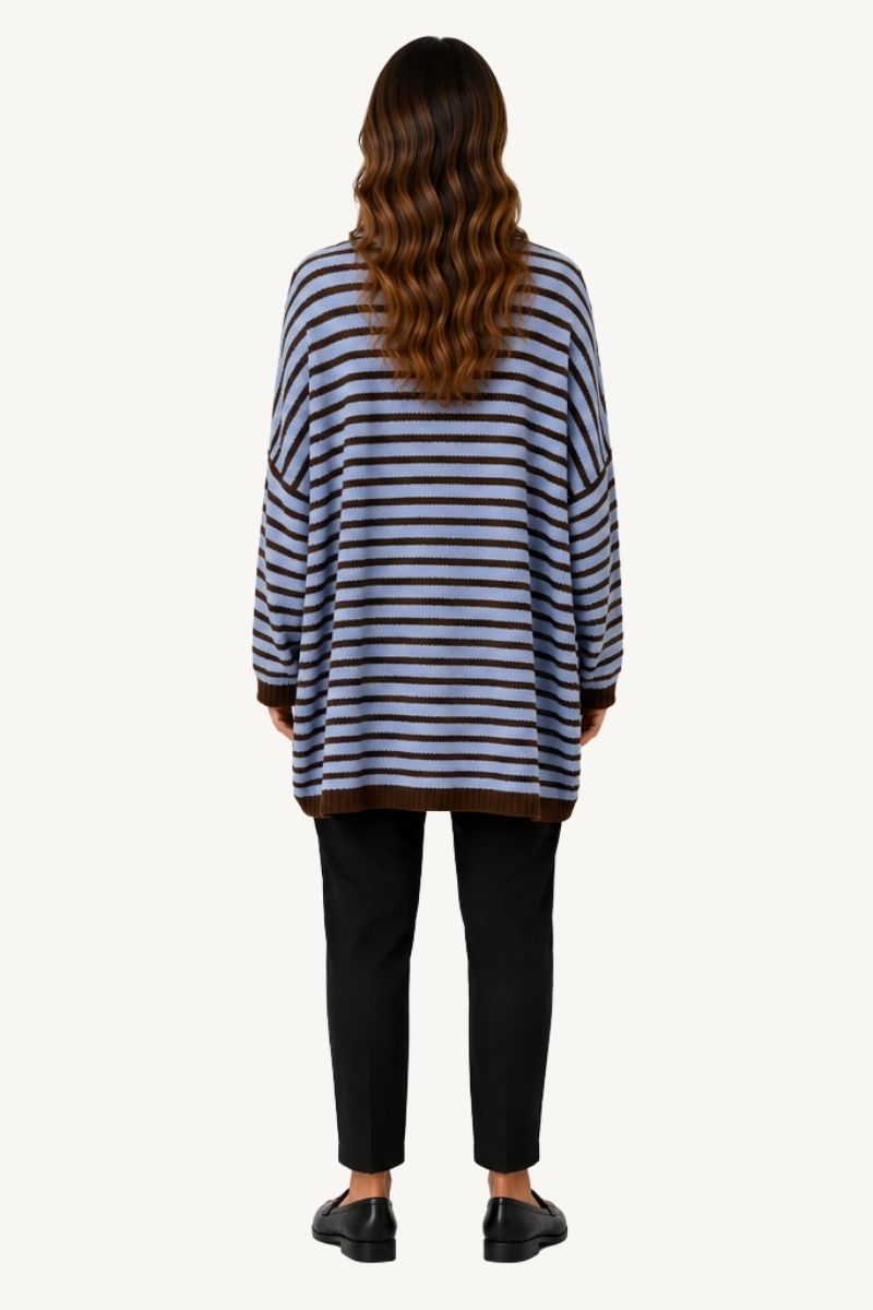 Mohair Blend Relaxed Stripe Jumper - Blue