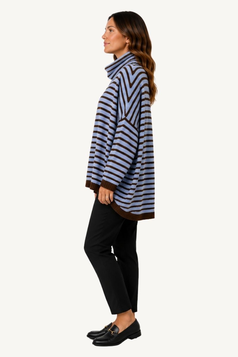 Mohair Blend Relaxed Stripe Jumper - Blue