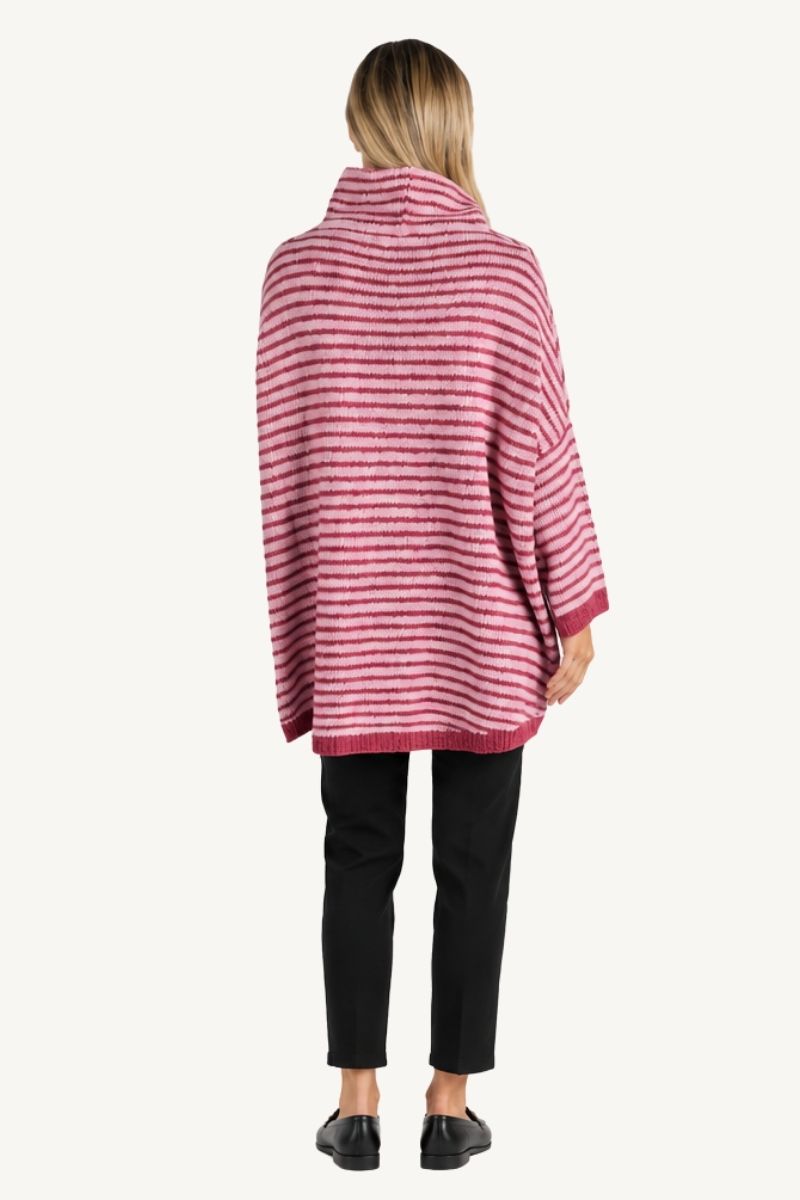 Mohair Blend Relaxed  Stripe Jumper - Pink