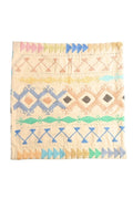 Geometric Cotton Embroidered Cushion in Natural Tones