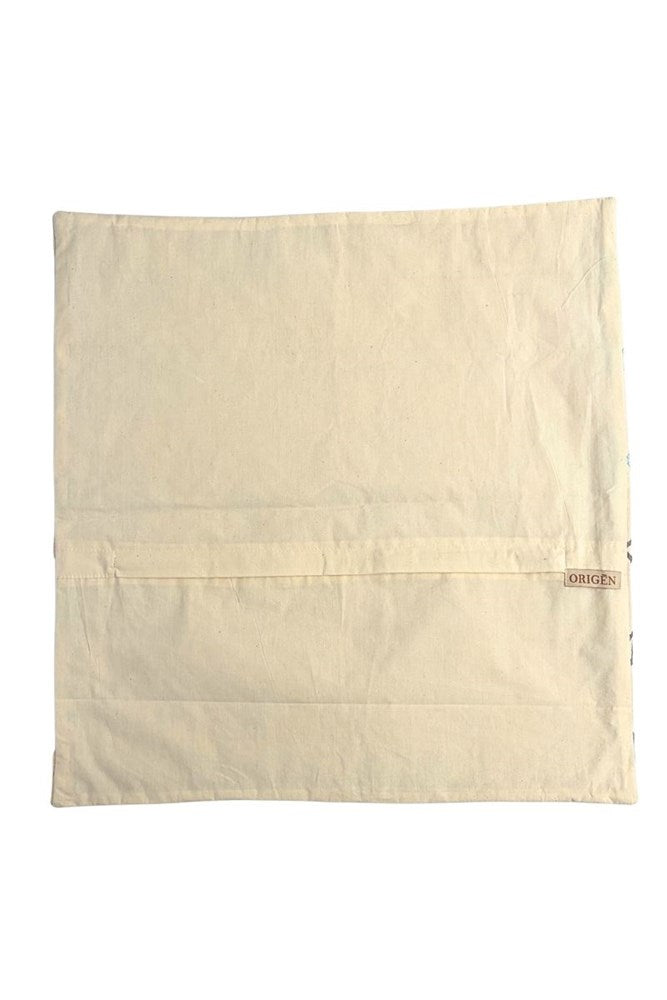 Geometric Cotton Embroidered Cushion in Natural Tones