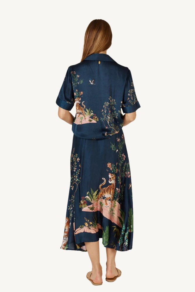 Shop Navy Floral Machali Maxi Skirt By Rubyyaya - Origen Imports