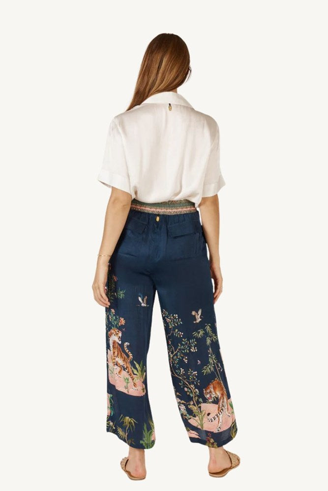 Shop Navy Floral Machali Pants By Rubyyaya - Origen Imports