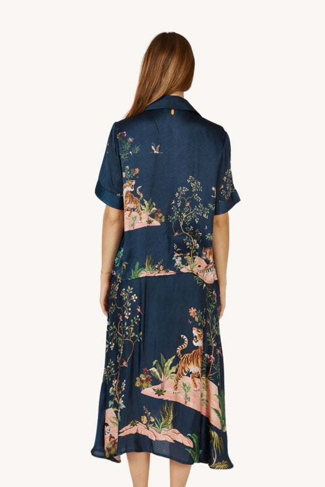 Shop Navy Floral Machali Shirt By Rubyyaya - Origen Imports
