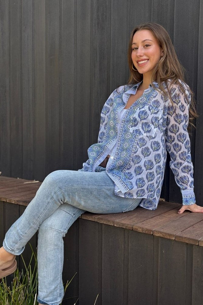 Navy Ziggy Boyfriend Shirt