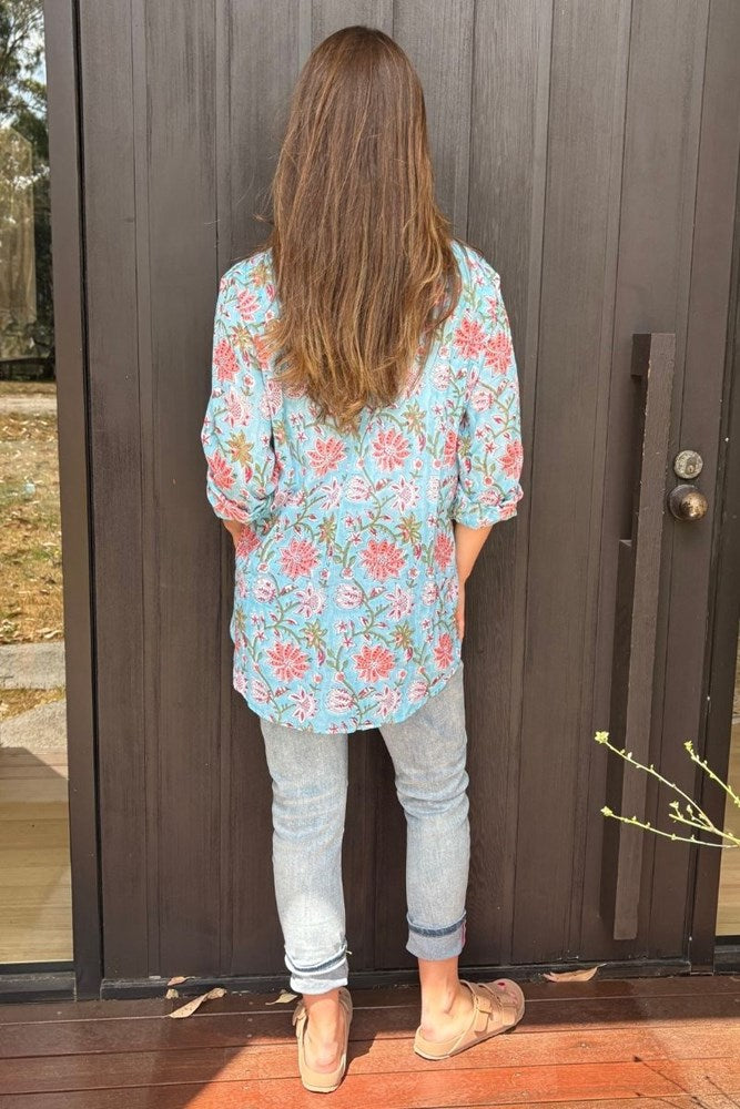 Turquoise Ziggy Boyfriend Shirt