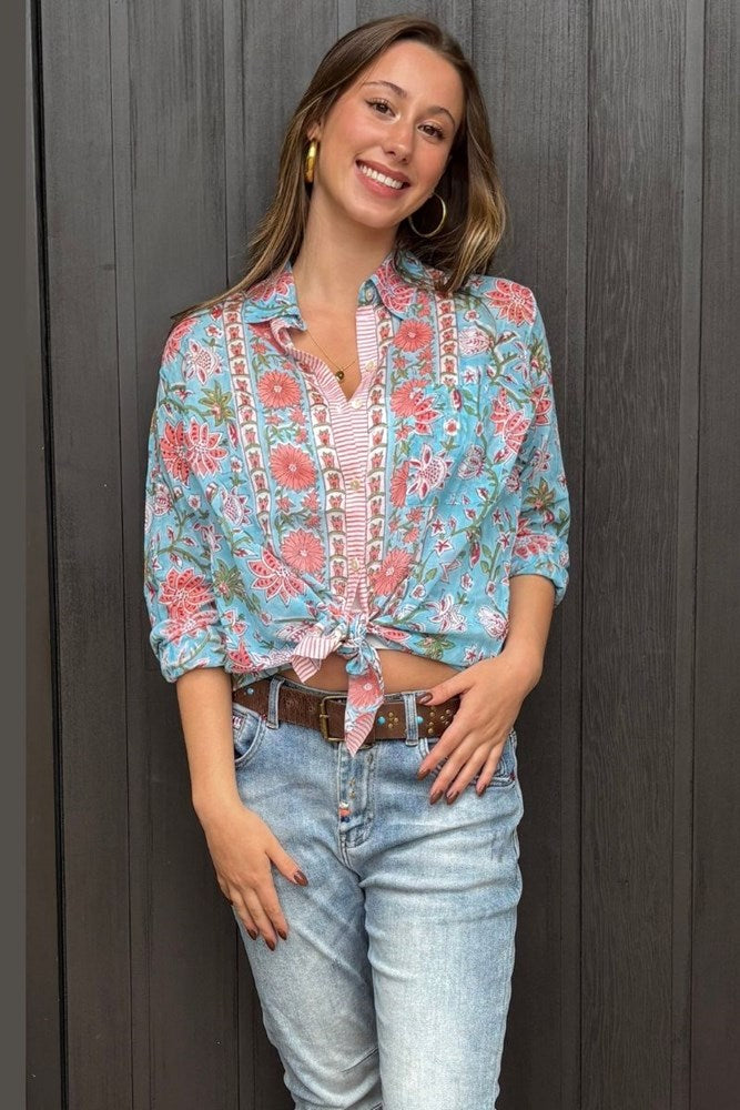 Turquoise Ziggy Boyfriend Shirt