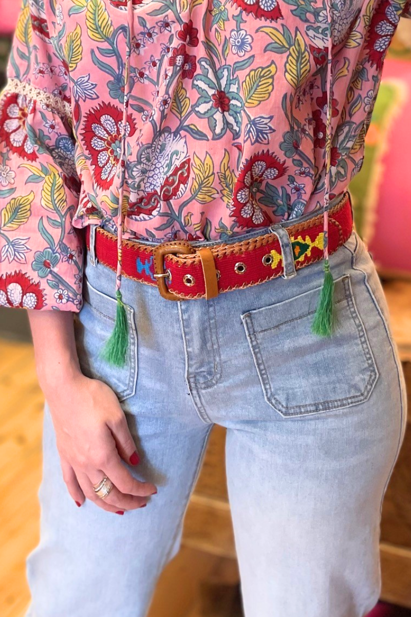 Shop Guatemalan Cotton Leather Rombo Belt - Origen Imports