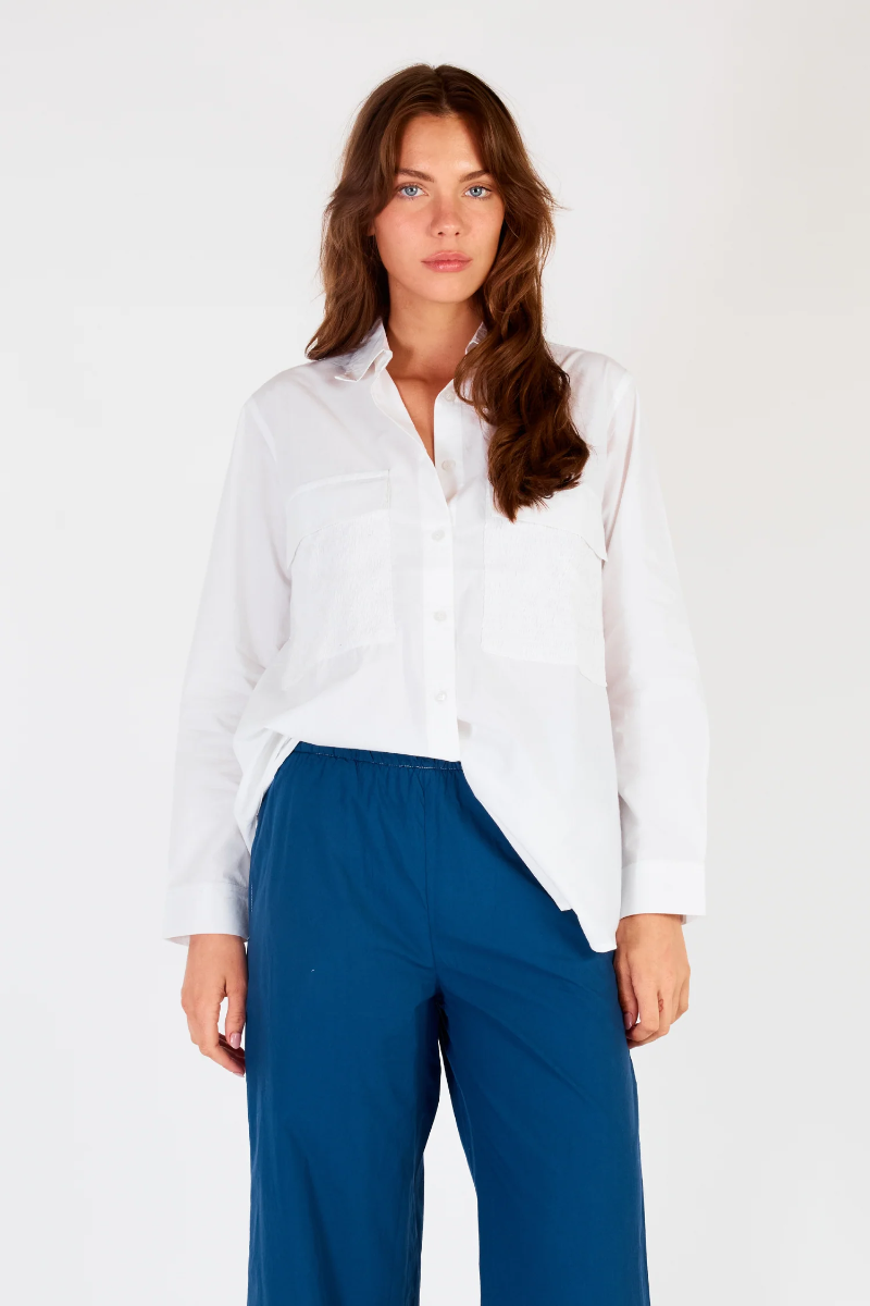 Shop Pamplone Shirred Pocket Shirt By Itami - Origen Imports