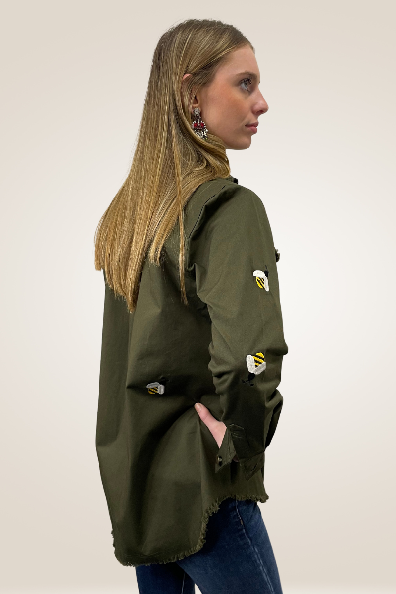 Shop Studded Bee Military Shirt By Pixi Carinval - Origen Imports