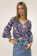 Blue Harlow Peasant Top By Pixi Carnival