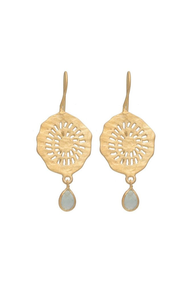Shop Prehnite Johari Earrings by Rubyteva - Origen Imports