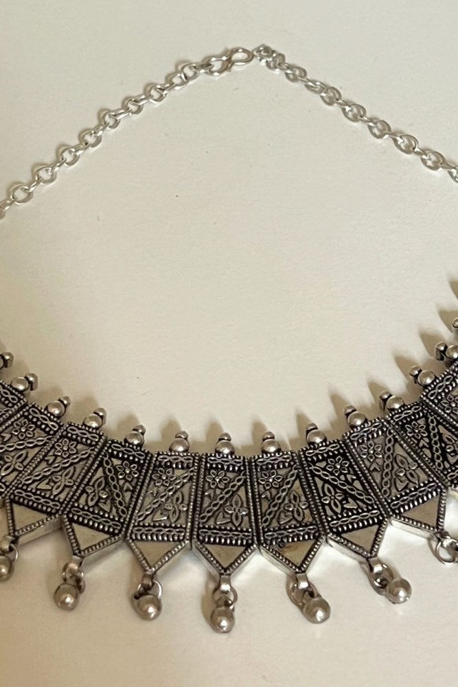 Shop Rajasthani Tribal Choker Silver Necklace By Origen Imports - Origen Imports