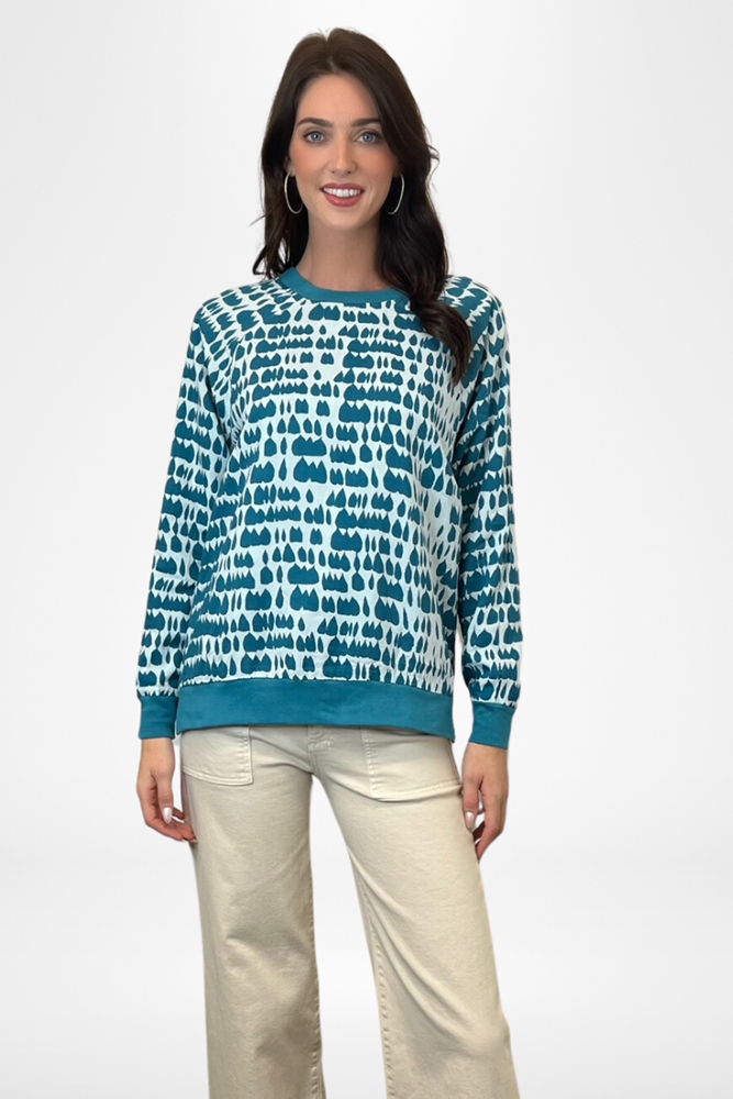 Shop Reversible Turquoise Abstract Pineapple Top By Pixi Carnival - Origen Imports