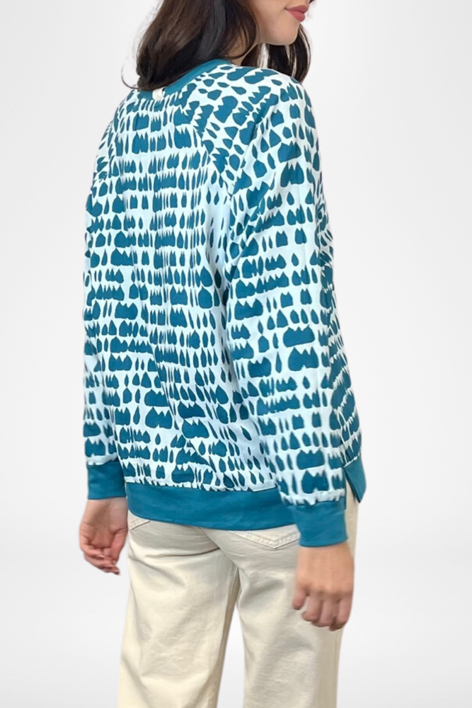 Shop Reversible Turquoise Abstract Pineapple Top By Pixi Carnival - Origen Imports