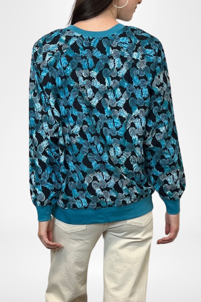 Shop Reversible Turquoise Abstract Pineapple Top By Pixi Carnival - Origen Imports