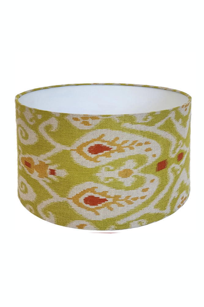 Shop Ikat Citrus Green Linen Drum Lampshade - Origen Imports