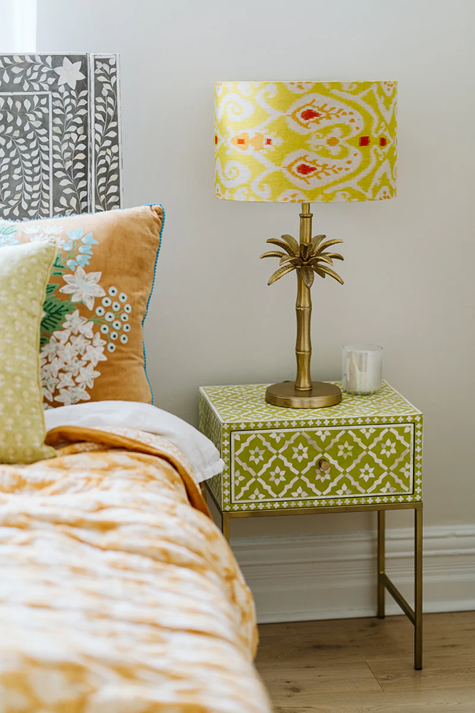 Shop Ikat Citrus Green Linen Drum Lampshade - Origen Imports