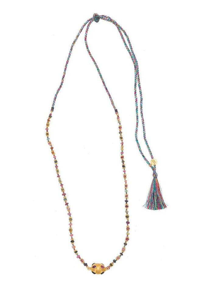 Shop Multi Tourmaline & Gold Adjustable Beaded String By Rubyteva - Origen Imports