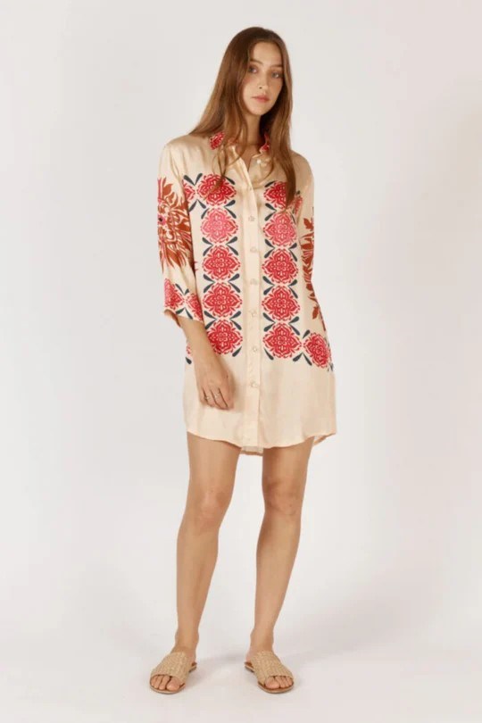 Agadir Shirtmaker Dress in Cream by Rubyaya