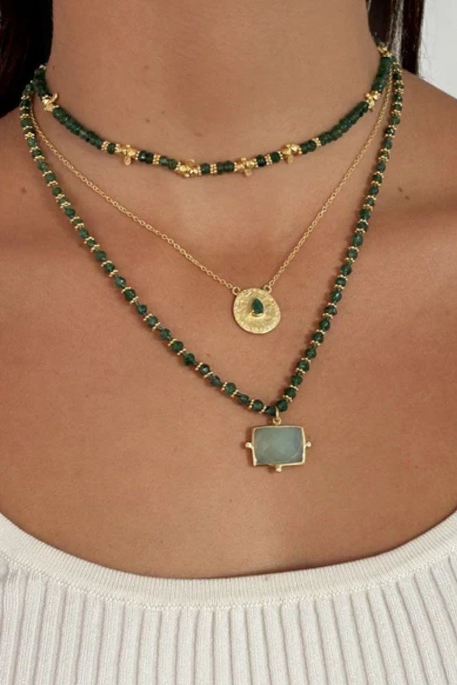 Shop Saffron Green Aventurine Necklace by Rubyteva - Origen Imports