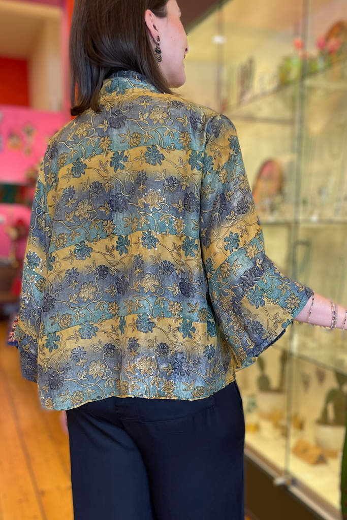 Shop Embroidered Silk Short Kimono By Sarah Jane - Origen Imports