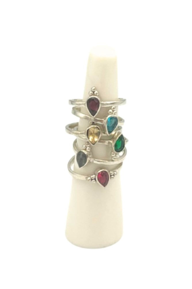 Gemstone Petite Silver Rings – Delicate Treasures from India By Origen ...