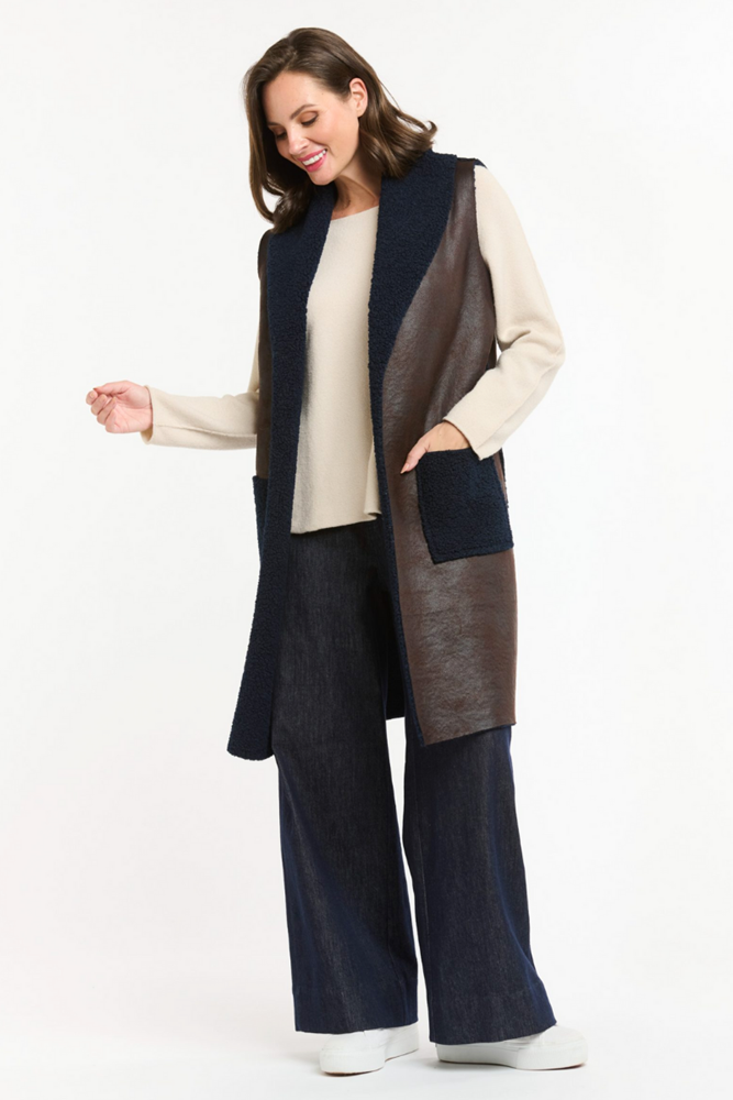 Shop Shearing Lined Faux Long Chocolate Vest by Urban Luxury - Origen Imports