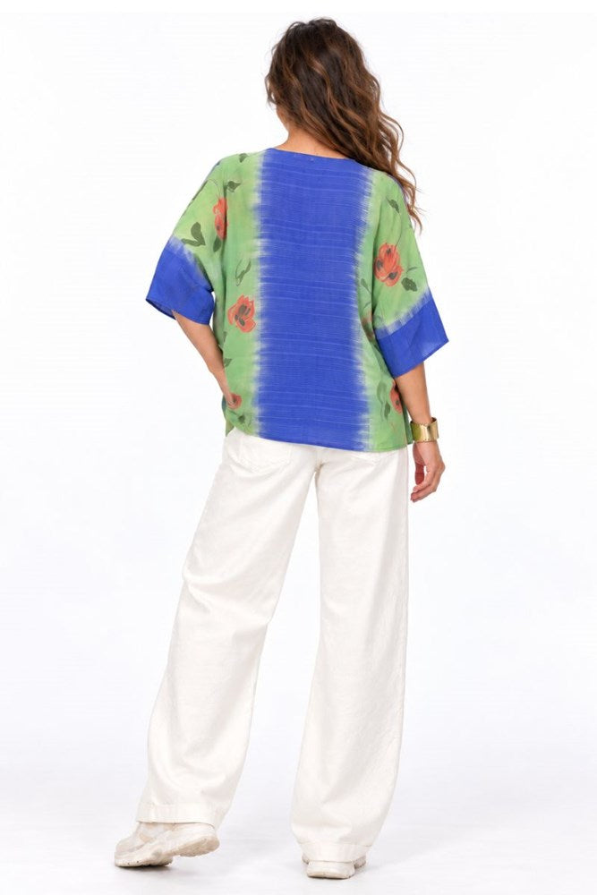 Repurposed Silk Round Neck Top