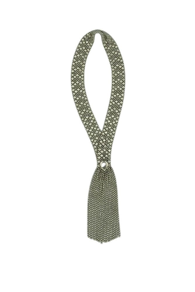 Silver Mesh Tassel Scarf Necklace By Origen Imports