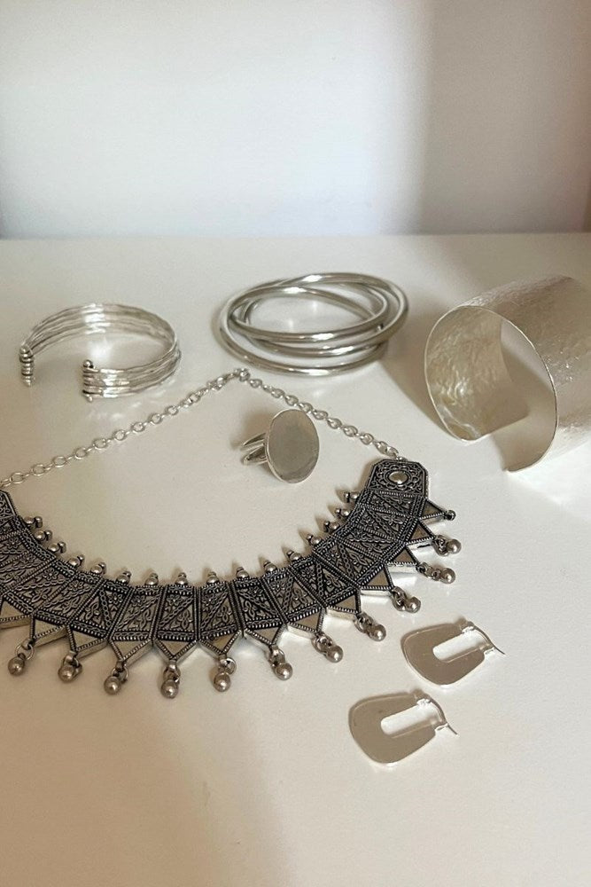 Shop Rajasthani Tribal Choker Silver Necklace By Origen Imports - Origen Imports